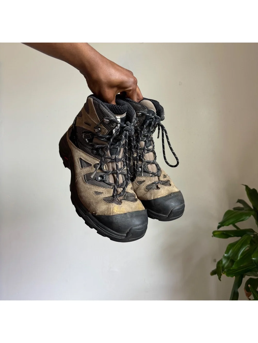 Vintage Salomon Gore-Tex Hiking Boots Earth Tone Brown Mesh Gorpcore US 8.5⁠